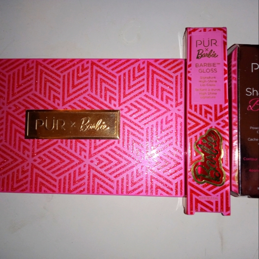 Pur X Barbie Eyeshadow Palette, gloss, & concealer